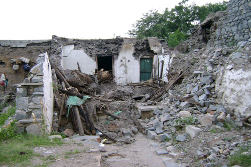 Damaged Houses in Flood Affected Area 
