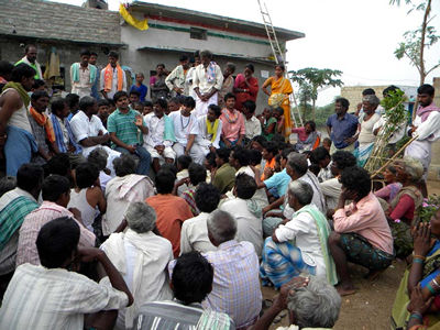 Discussing with villagers abt building shelters